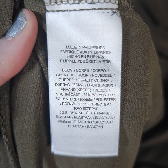 Lauren Ralph Lauren Womens Jersey Dress Sz 16 Olive Green Stretch *No Sash $145 - Picture 10 of 11